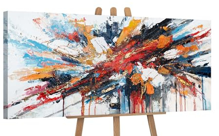 YS -Arte abstracto hermoso colorido acrílico pintura sobre lienzo colorido pintado a mano mural sala de estar moderna decoración del hogar cuadros oficina arte real 115x50 cm
