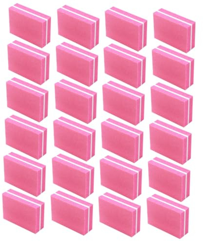 FONDOTIN 50pcs Pink Mini Nail Polishing Strips Sponge Files Double-Sided Pedicure Handheld Nail Trimming File for Home Manicure Care