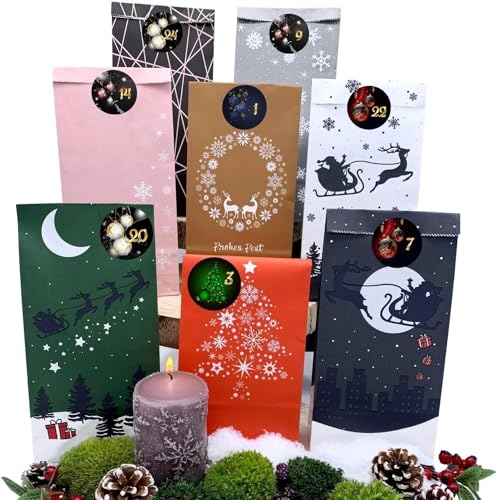 endlosschenken Adventskalender zum Befüllen Weihnachtskalender zum selber Basteln mit großen Tüten Kraftpapier