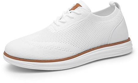 Bruno Marc Scarpe Stringate da Uomo Classiche Estive Traspiranti Mesh Sneakers Oxfords Leggere Casual Scarpe da Passeggio,Size 44.5,Bianco,GRAND-02