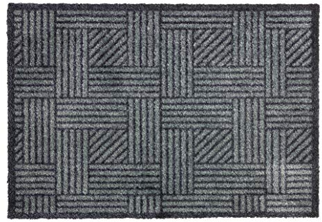 Schöner Wohnen Kollektion Alfombrillas Antideslizantes Manhattan - Alfombra Lavable - Alfombrillas Resistentes Que atrapan la Suciedad - (Rejilla a Rayas Gris-Antracita, 50 x 70 cm)