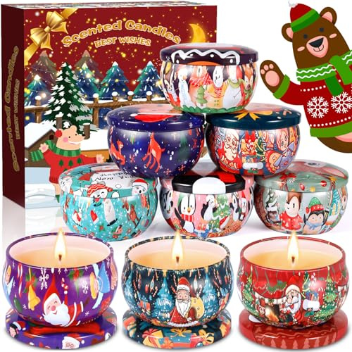 MULEVIP Candele Profumate Natalizie 9 Pcs Candela Profumata,Set Candele Profumate Regalo,Candele Profumate Offerta,Candele di Soia,per Natale Compleanno la Festa Nuziale Festa della Mamma,Feste,Yoga