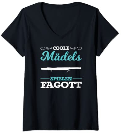 Damen witziger Spruch Coole Mädels spielen Fagott T-Shirt mit V-Ausschnitt