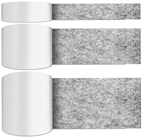 teeppo Filzgleiter Selbstklebend, 3 Rollen Filzgleiter für Stühle，4mm Dick Filz Selbstklebend, Stark und Möbelfüße, Schneiden Sie Jede Form, Möbelgleiter(100 x 10cm/100 x 5cm/100 x 2cm), Grau