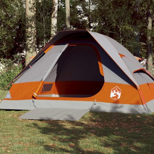 Homgoday Tienda de campaña de cúpula para 4 personas, tienda de campaña, tienda de campaña familiar, tienda de trekking, tienda de campaña para camping, viajes, trekking, jardín, gris y naranja