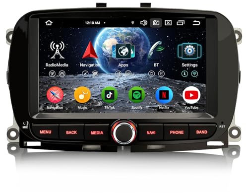 Erisin 8-Core Android 14 4GB+64GB Autoradio per Fiat 500/500C/500S/500E 2016-2019 500 Hybrid 7 Supporto IPS GPS Navigatore Senza fili CarPlay Android Auto WiFi 4G DAB+ Bluetooth 5.0 DSP Canbus TPMS