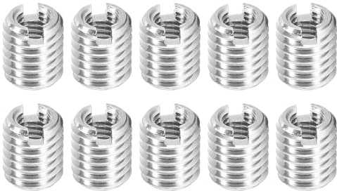 sourcing map 10Pcs Threaded Inserts, M3-0.5x6 & M5-0.8x6 Stainless Steel 303 Screw Thread Sleeves Thread Repair Insert for Mechanical Equipment