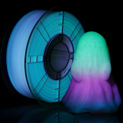 LVVJ3D PLA 3D-Drucker-Filament, Glow in the Dark Filament PLA 1.75mm 1,75 mm, Glow regenbogen filament 3D-Druckmaterial, Maßgenauigkeit +/- 0,03 mm, 1 kg/Spule