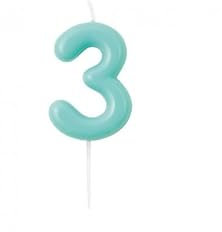 Chianese Candelina 10,5 cm Glossy Acquamarina Numero 3 | Compleanno Candeline Torta Eleganti | Candele Compleanno Particolari per Feste, Battesimi e Comunioni 1 Pezzo