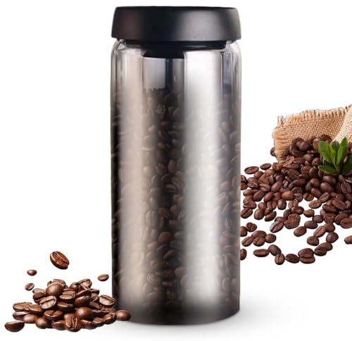 VOHESEA Lata de café con tapa al vacío, 1800 ml, hermética, almacenamiento de granos de café, recipiente de granos de café, adecuado para nueces, té, resistente a la humedad y a la oxidación
