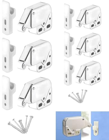 JUKOTA 6 piezas de mini pestillos de resorte, pestillos de resorte mini pestillo cierre a presión, pestillos para muebles pestillos para puertas con tornillos cierre automático
