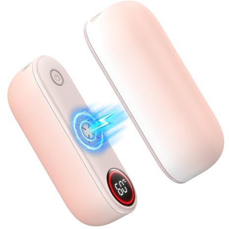 SUPPOU Scaldamani Ricaricabili Magnetico 2 in 1,5000 mAh*2 pezzi, Scaldamani Elettrico,3 Livelli di Calore,Fino a 60℃,Portatile USB-C, Calore per Campeggio,Sci,Escursioni,Caccia,Golf,Regalo (Rosa)