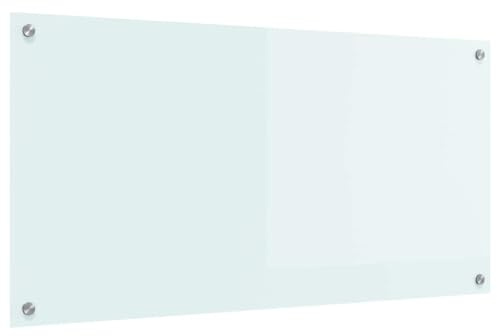 vidaXL Küchenrückwand Weiß 100 x 50 cm Gehärtetes Glas, Moderner, stabiler Küchenoberflächen-Style: Hitzebeständige Glasrückwand für coole Upgrades und modernen Flair
