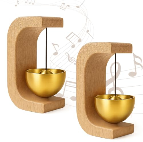 Set da 2 Pezzi Campanello Casa con Magnete, Gong per Porta in Legno,Campanello Negozianti, Contiene Nastro Biadesivo, Non Richiede Foratura, per Porte, Frigoriferi (Stile 1)