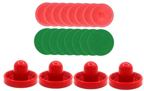 ULTECHNOVO Set de Accessoires Hockey sur Air pour Table de Jeu Intérieur Poussoirs Rapides Rouge Balle Plastique et Tampons Feutre Remplacement pour Loisirs Familiaux