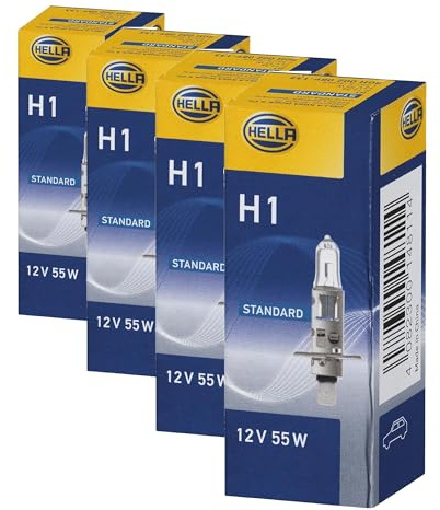 Hella 8GH 002 089-133 Lámpara - H1 - Standard - 12V - 55W - Tipo de portalámpara: P14,5s - caja - Cant.: 1 (Paquete de 4)