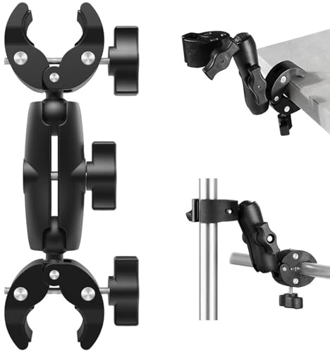 Double support de serrage pour parapluie - Tête sphérique rotative à 360° - Bras magique