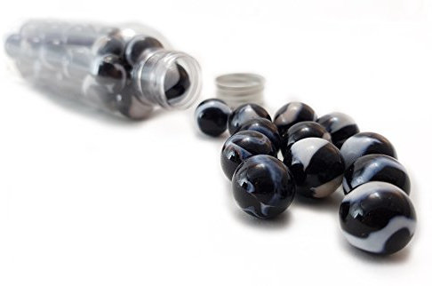 mesbilles 30 Billes 16 mm Charbon - Bille en Verre Opaques Noir & Blanc