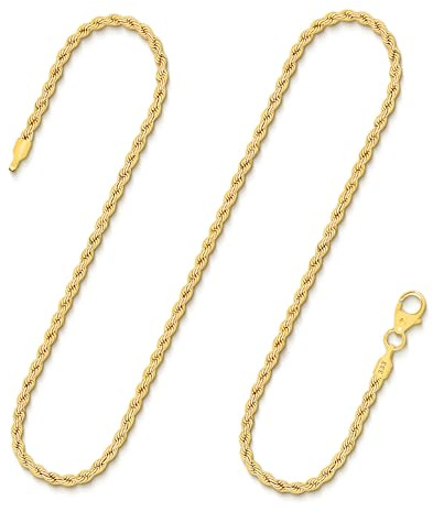 EDELIND Goldkette Damen 333 Echtgold - Kordelkette 2.1 mm 8k – Halskette für Damen & Herren mit Schmuckbox