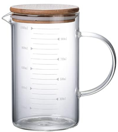 Glass Measuring Cup, Measuiring Jugs with Airtight Lid, Borosilicate Graduated Glass Mug with Handle, Pour Spout Clear Scale Mixing Beaker Cooking Baking Measuring Tool (500 Ml)