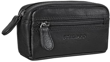 STILORD 'Neal' Schlüsselbörse Leder Schlüsseletui Herren Damen mit Schlüsselanhänger Kleine Schlüsseltasche RFID mit Geschenkbox, Farbe:schwarz