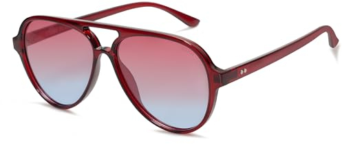 SOJOS Polarisiert Sonnenbrille Herren Damen Retro Quadratisch Brille 70er Vintage Groß Sonnenbrille SJ2201 mit UV400 Schutz, Rot Rahmen/Rot Blau Verschlechtert Linse