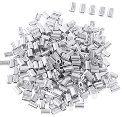 predolo 100 Stück Doppelfass Crimphülse Aluminium Crimpschlaufe Hülse Angelschnur Rohrverbinder, 1 mm