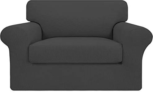 Easy-Going 2 Pieces Stretch Oversized Chair Couch Cover Sofa Cover for Dogs Sofa Slipcover for Separate Cushion Couch Jacquard Fabric Elastic Furniture Protector for Pets (Dark Gray, Oversized Chair)