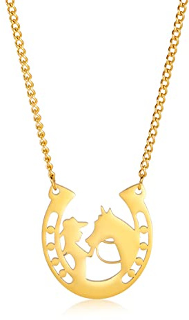 LIKGREAT Flicka och häst hänge halsband hästälskare halsband charm vänskap smycken rostfritt stål hästgåvor för flickor kvinnor födelsedag årsdag, Ajustable, Rostfritt stål, Ingen ädelsten