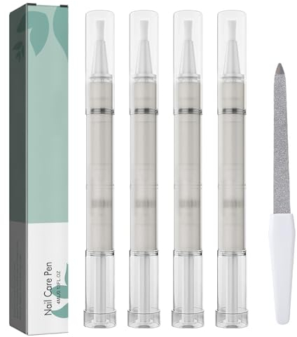 4 Stück Nail Care,mit Teebaumöl,Vitamin E & Aloe Vera für Gepflegte Fingernägel & Fußnägel,mit Nagelfeile (Zylindrizität)
