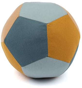 Fabelab Tygboll Baby Blå Mix | Greppboll för bebisar | Tvättmaskinssäker babyboll | Barnboll i 100% ekologisk bomull | Mjukbollar för hand- och ögonkoordination