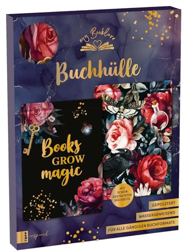 My Booklove Buchhülle dunkel: Buchhülle (19,7 x 27,8 cm) gepolstert und wasserabweisend für alle gängigen Hardcover-Formate mit passendem Lesezeichen