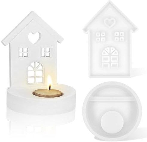 Alethron Silikonform Haus mit Rundem Sockel - Gießformen für Kerzenhalter, Seife und Gips