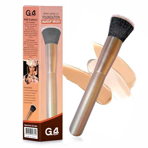 G4GADGET Liquid Foundation Brush – Flat Top Kabuki Makeup Brush for Blending Cream, Liquid & Powder – Dense Synthetic Bristles – Perfect for Foundation, Blush & Bronzer – Vegan & Cruelty-Free