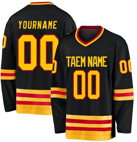 Hockey Jersey Custom Ice Hockey for Mens Personalized Name Number Logo Hockey Practice Jersey for Hockey Fans Youth Styled Black