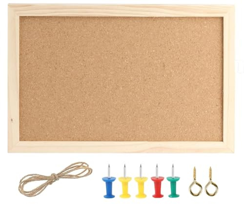Pinnwand Kork 40x30 cm,Pinnwand Kork Klein,korkwand pinnwand,Korktafel mit Holzrahmen, Cork Boards für Küche, Büro, Schule