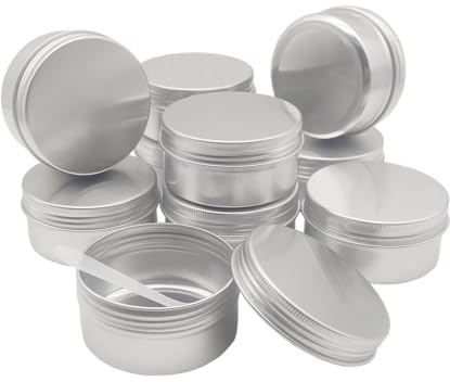 Wopanxye 10 stycken 80 ml aluminiumburkar, läppglans, balsam, ansiktskräm, kroppsbad, lotion, kosmetikbehållare, makeup rund burk, resa, liten mini-kryddorsalva ljus godis te smör serum burkar