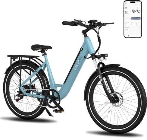 RCB G6 Erwachsene E Bike, 27,5-Zoll-City Elektrofahrrad, NFC/APP-Start, 36 V 10.4Ah Herausnehmbare Batterie, Reichweite 50km, E-Bike für Männer und Frauen für Pendler