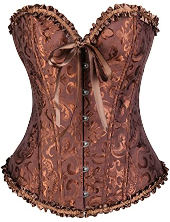 Ropa interior para mujer, corsé para mujer, vestido de novia, moldeador de fondo, corsé de corsé que se puede usar en interiores o al aire libre, sin tirantes, marrón, L