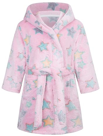 NautySaurs, Vestaglia in flanella morbida e pile, accappatoio unisex per bambini e bambine, per bambini 1-12 anni, 7-9 Years