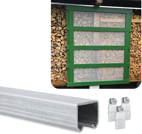 TENDAGGIMANIA Schiebetür Schiene MODULAR aus verzinktem Eisen 200 CM + Laufrollen Schiebetür INKL (jede Laufrolle unterstützt 35kg)- Geeignet für Vorhänge, Schiebetüren, Pavillon Pergolen