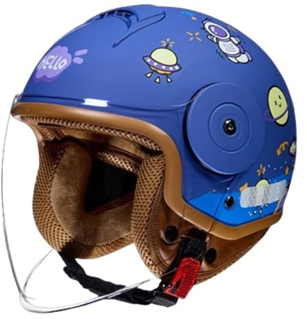 Barnhjälm, Barnmotorcykelhjälm För Skoter, Justerbar Öppen Motorcykelhjälm För 6-15 År Gamla Pojkar Och Flickor E,(46-54CM)