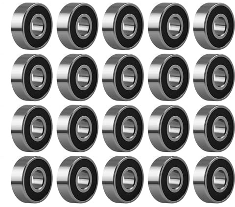 20 Stück Doppelt Geschirmte Skateboard-Kugellager 608ZZ, Silber Ersatzlager für Longboard, Rollschuhe & Scooter