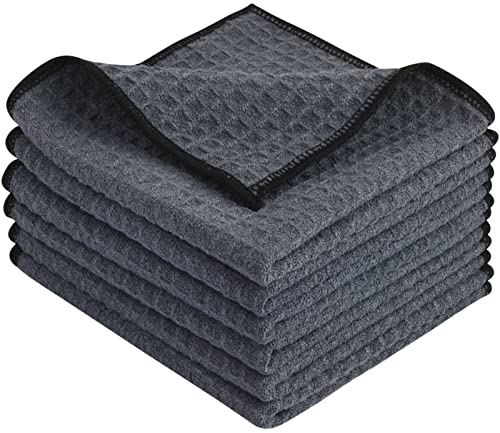 KinHwa Mikrofaser-Reinigungstücher Super Weiche Reinigungstücher Waschbar Saugstark Umweltfreundlich Reißfest Mikrofasertücher 30CM x 30CM 6 Stück Grau