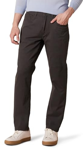 Amazon Essentials Pantalón Chino Elástico Cómodo con 5 Bolsillos y de Ajuste Recto Hombre, Gris, 33W / 32L