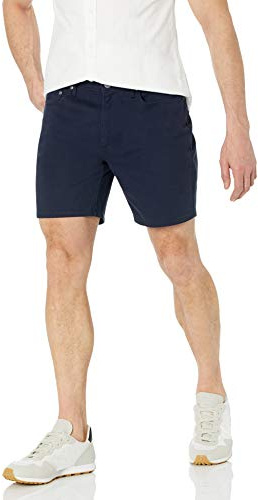 Amazon Essentials Pantalones Cortos Elásticos de Corte Ajustado con 5 Bolsillos, Entrepierna de 17,8cm Hombre , Azul Medianoche, 34W