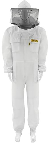 LYSON Imkeranzug aus Mesh und Baumwolle Imkeroverall mit abnehmbarem Hut belüftet Imkerbekleidung, Imkerjacke mit Reißverschluss Grösse XXXL
