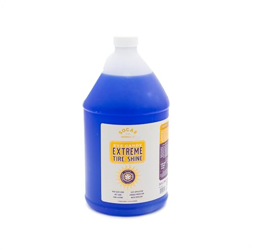 Socar Chemical Glo-Pro Tire Shine, 128 oz, 1 Gallon, High Gloss Tire Dressing, Professional Wet Tire Dressing, Water Repellant, Long Lasting