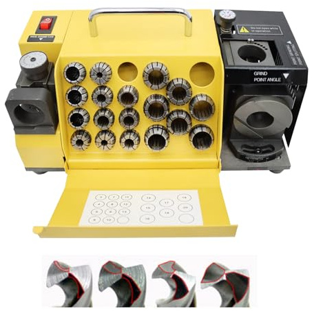 HayWHNKN Drill Bit Sharpener 18 Collets 3-20mm Adjustable Angle 100°-135 with Grinding Wheel MR-20G 120W Copper Motor 4400RPM