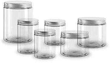 MAQA 6 pz Contenitori plastica con coperchio da 250 a 1000 ml, barattoli ermetici per alimenti, barattoli con tappo a vite in alluminio 250 ML